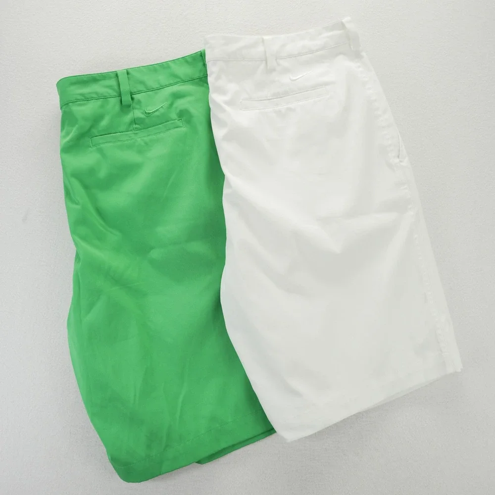 Nike Golf Dri-FIT Shorts Mens 38 Lot of 2 Green White Flat Front Sport